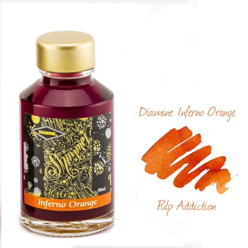 Diamine Shimmer Fountain Pen Ink – Inferno Orange 50ml Bottle