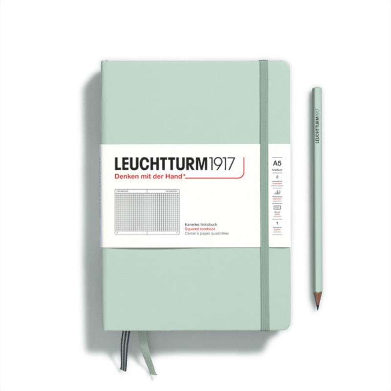 Leuchtturm1917 Notebook Hardcover Medium (A5), 251 Pages, Squared – Mint Green