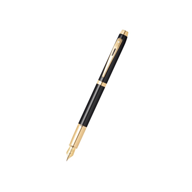 Sheaffer 100 E9322 Fountain Pen – Glossy Black with Gold-tone Trims Medium