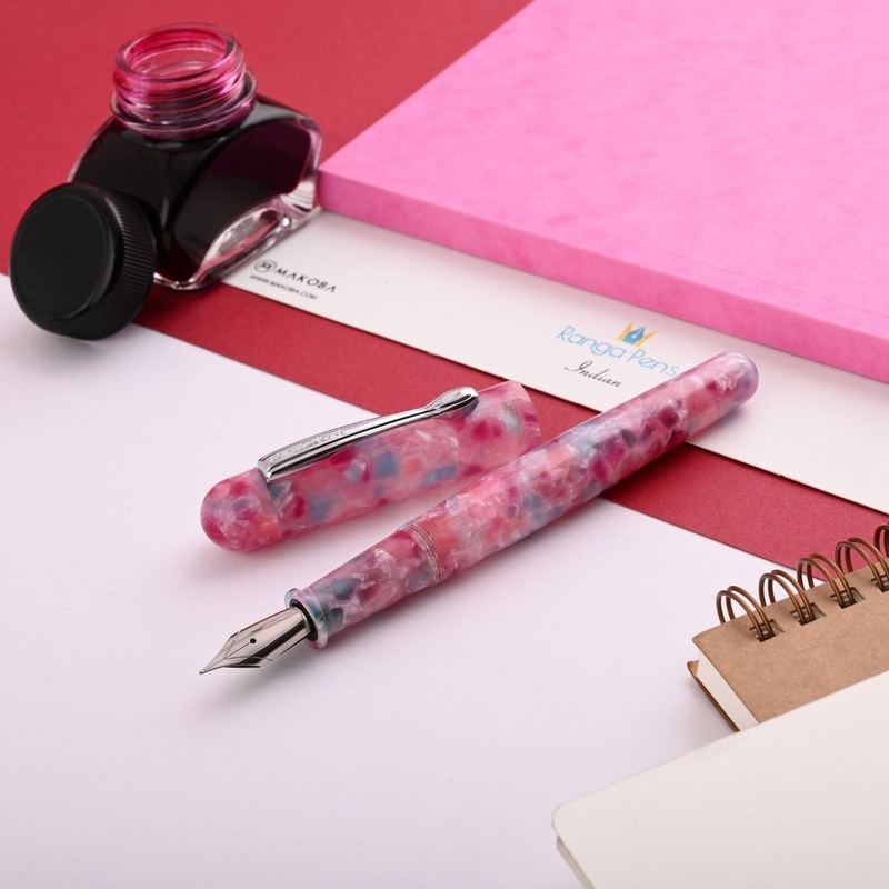 Ranga 3C Premium Acrylic Fountain Pen – Fuschia Cracked Ice CT Extra Fine