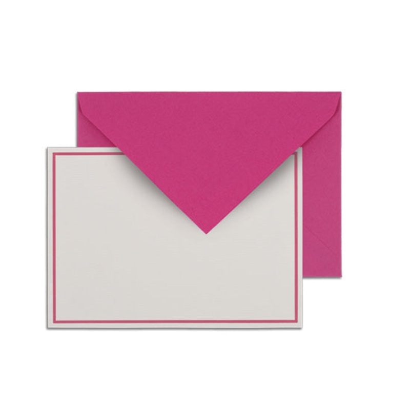 G. Lalo Single Bordered Stationery Set – 4 1/4″ x 6″ – Raspberry