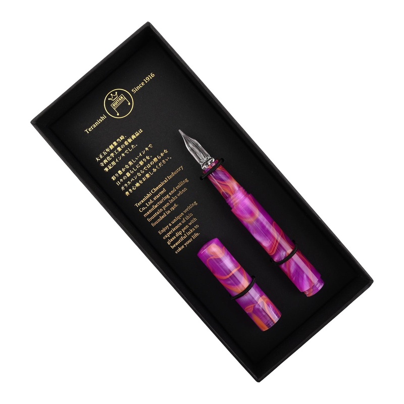 Teranishi Guitar Glass Pen with Cap – Sunset Pink