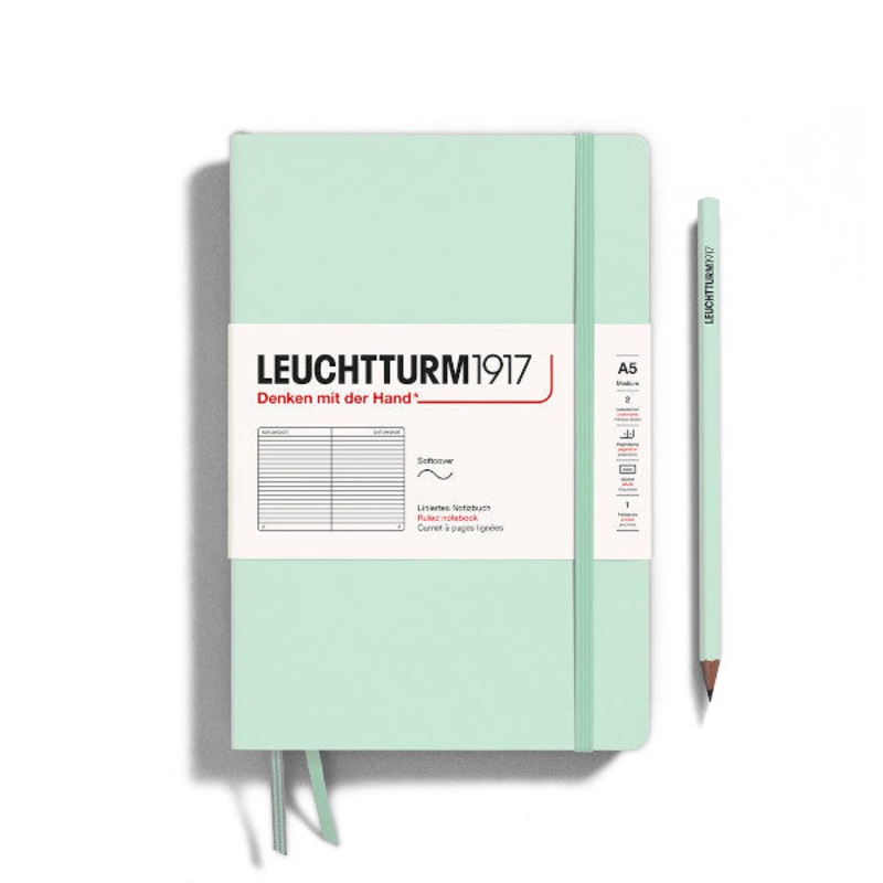 Leuchtturm1917 Notebook Softcover Medium (A5), 123 Pages, Ruled – Mint Green