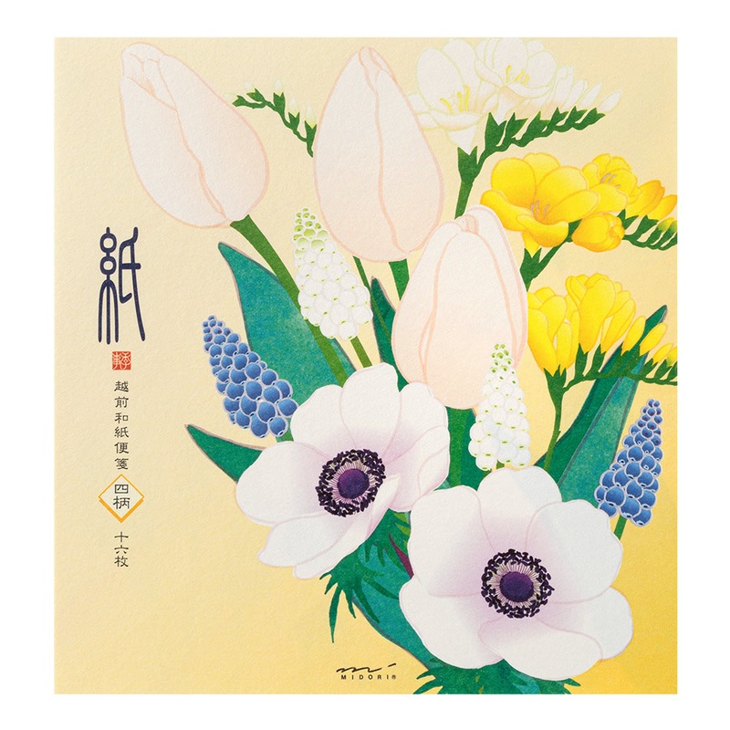 Midori Letter Pad – Four Designs Spring Flower White