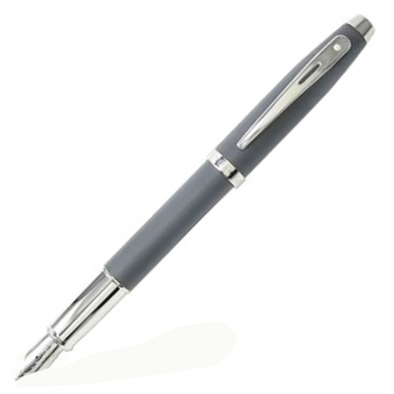 Sheaffer 100 Fountain Pen, Matte Grey / Chrome Trim – Steel Nib Medium