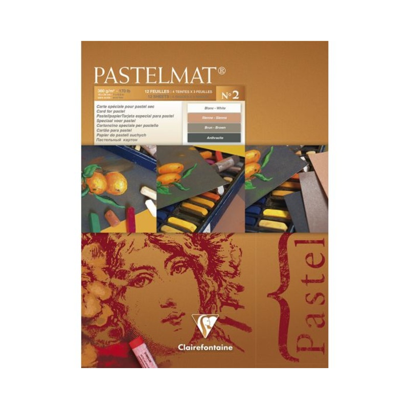 Clairefontaine Pastelmat – Glued Pads – Assorted – 12 Sheets – 360g – 7 x 9 1/2″