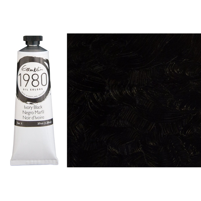 Gamblin 1980 Oil Colors, Ivory Black 37mL tube