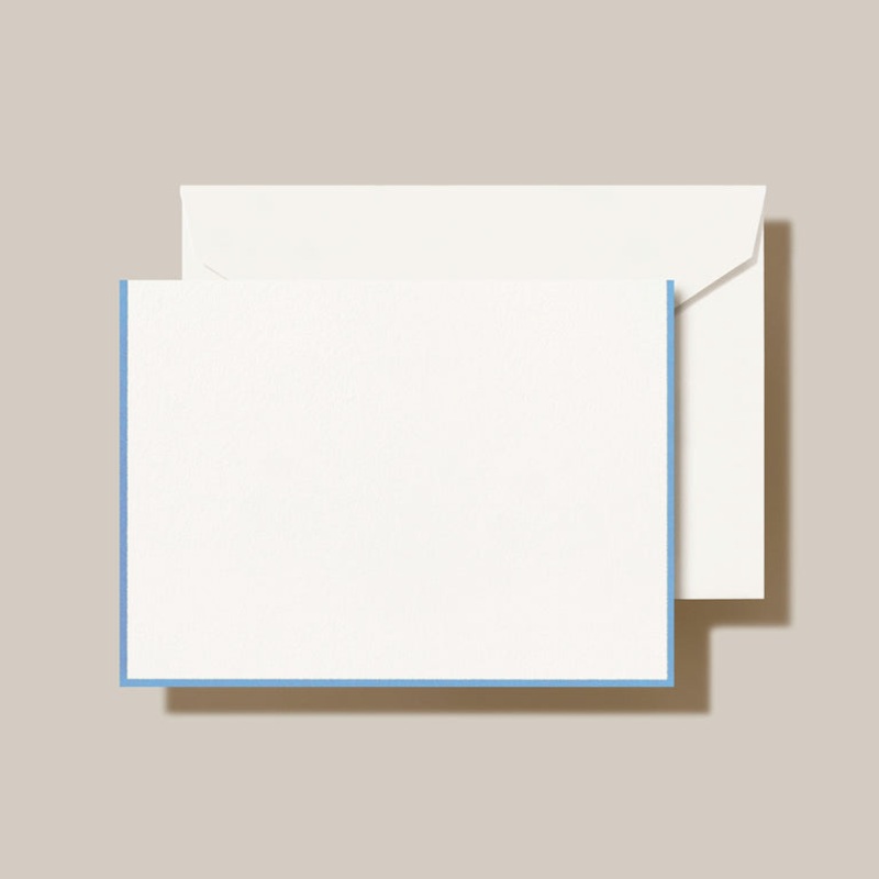 Crane Newport Blue Bordered Pearl White Folded Note