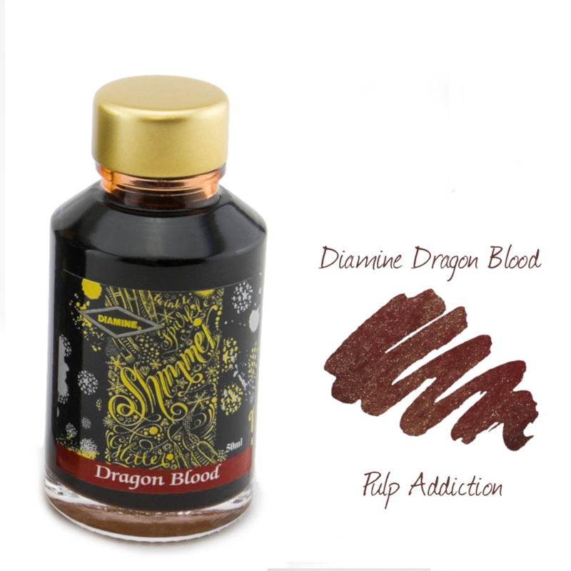 Diamine Shimmer Fountain Pen Ink – Dragon Blood 50ml Bottle