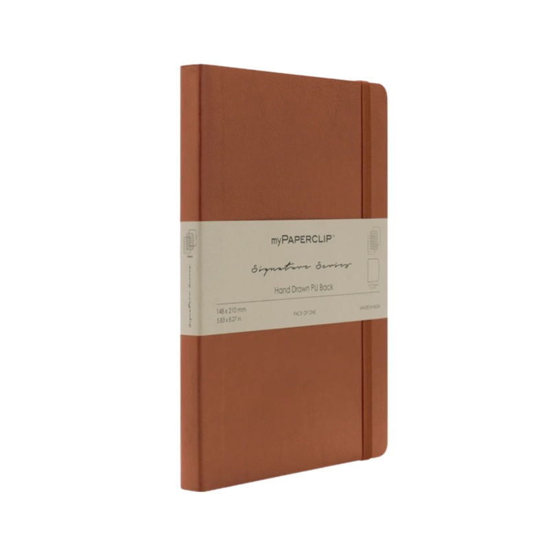 myPAPERCLIP Signature Series Vegan Leather Softcover A5 Notebook – Tan Ruled