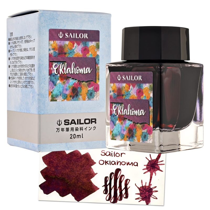 Sailor USA State Bottled Ink in Oklahoma (Burgundy) – 20 mL