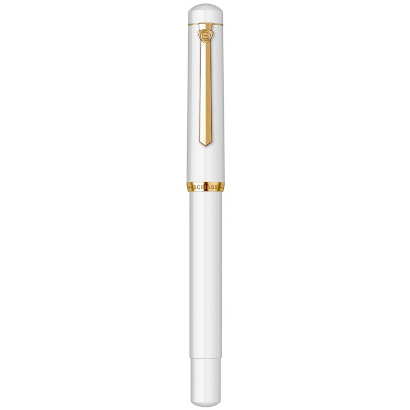 SCRIKSS, Fountain Pen – 419 Piston Filler WHITE GT. Medium