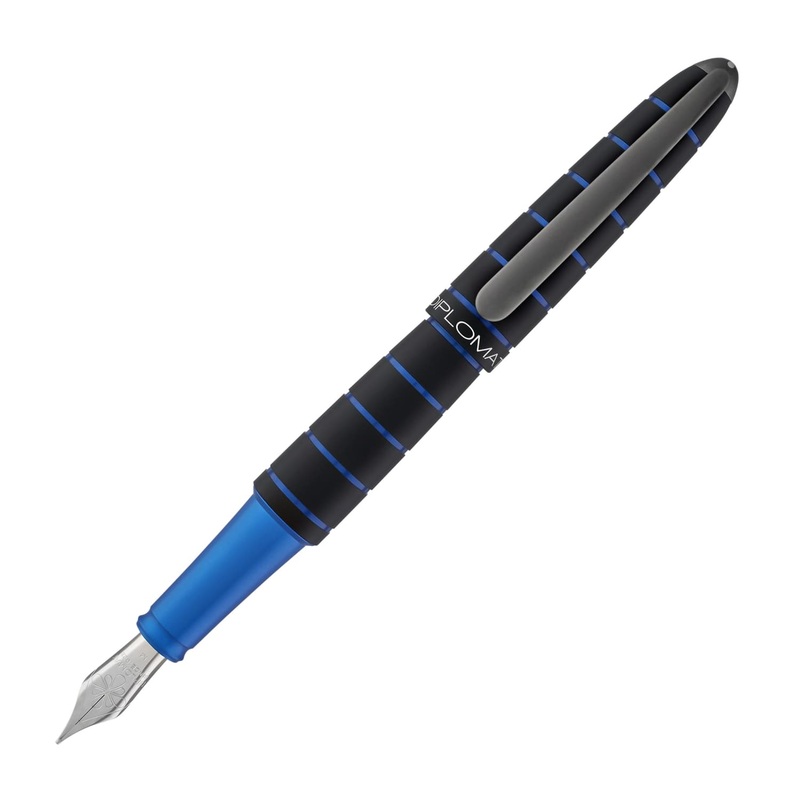 Diplomat Elox Fountain Pen in Ring Black & Blue Medium