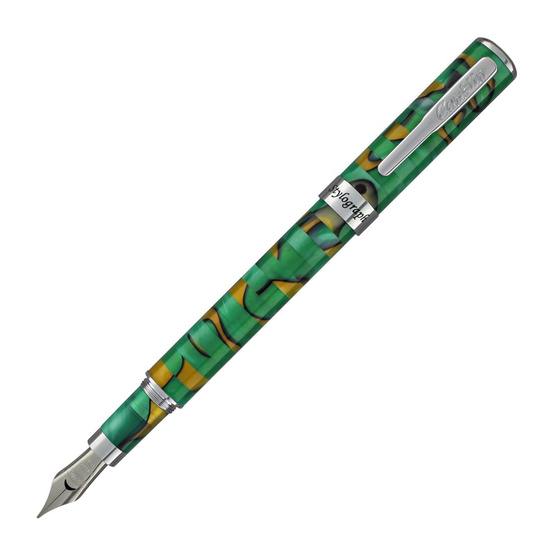 Conklin Stylograph Mosaic Fountain Pen in Green/Brown Omniflex