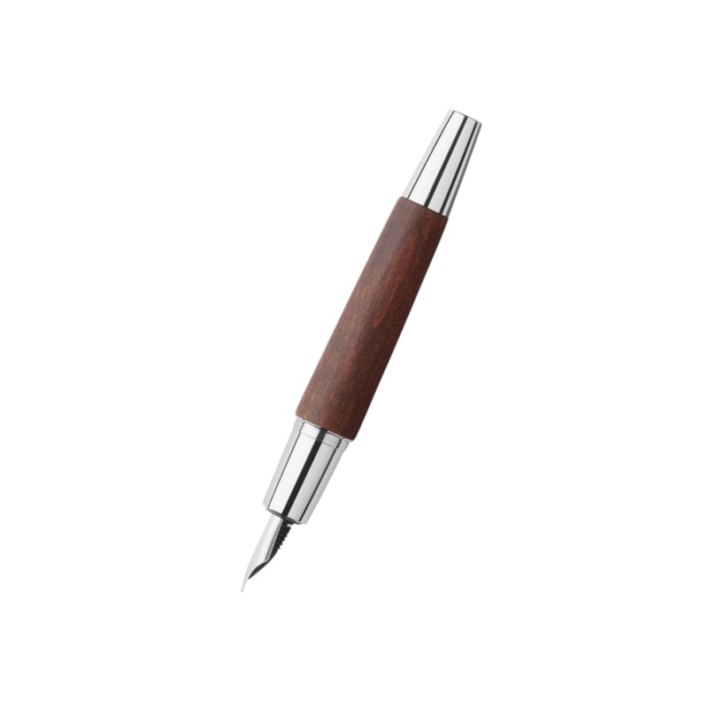Faber-Castell Emotion Fountain Pen Pearwood Dark Brown Chrome Metal (FPD 2024) Medium