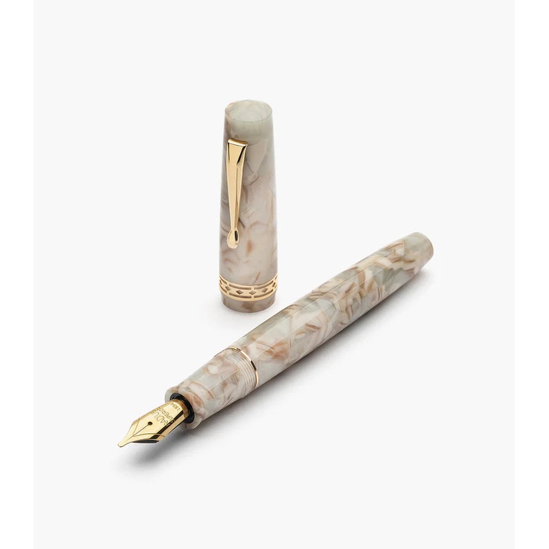 Settimo Marmo Bianco Gold Steel Nib Extra Fine