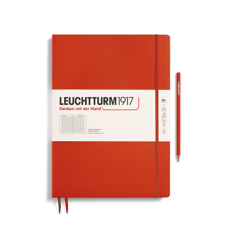 LEUCHTTURM1917 Notebook Hardcover Master Slim (A4+), Ruled, 123 pages – Fox Red
