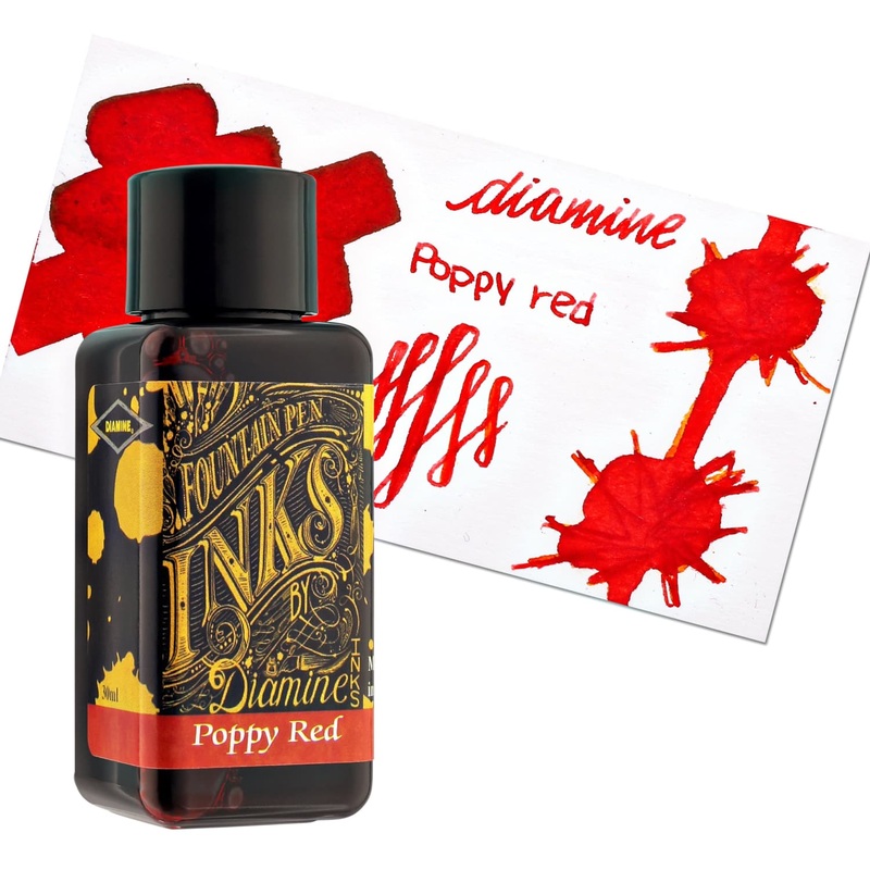Diamine Bottled Ink in Poppy Red 80ml
