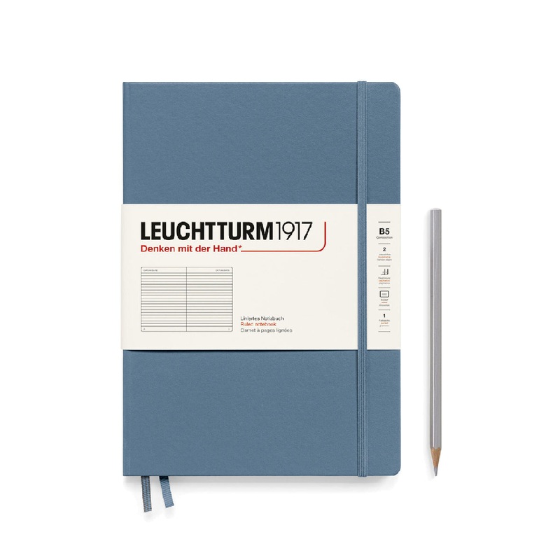 Leuchtturm1917 Notebook Composition Hardcover (B5), Ruled – Stone Blue