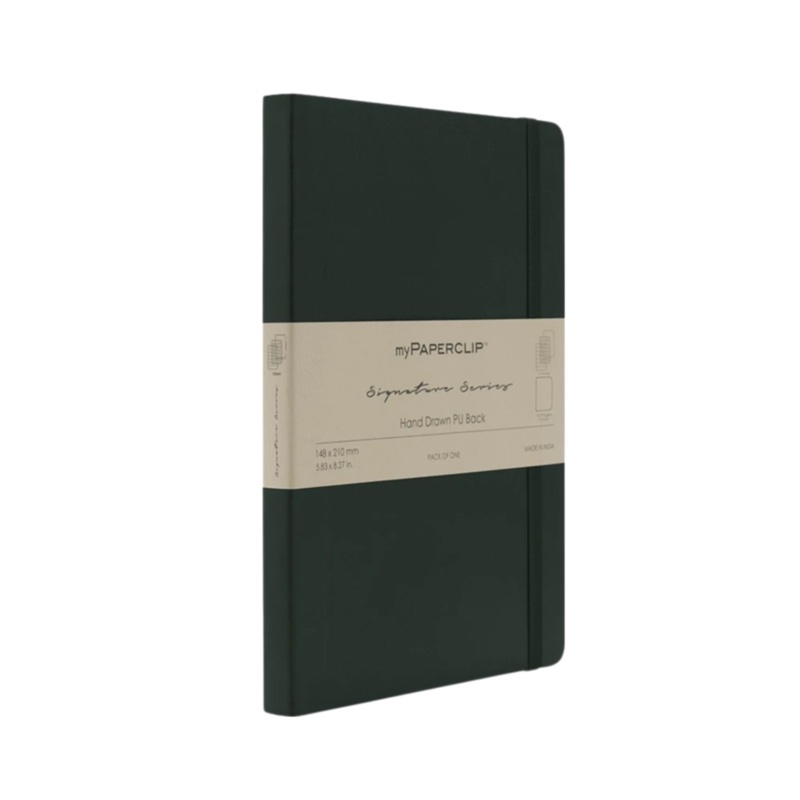 myPAPERCLIP Signature Series Vegan Leather Softcover A5 Notebook – Green Ruled