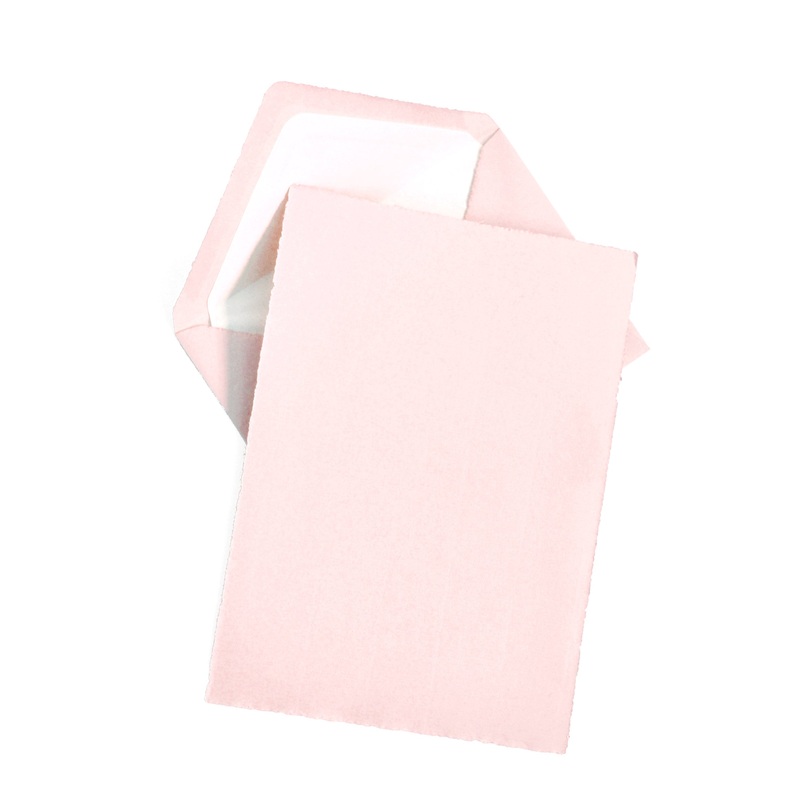 Classic Stationery Set – Laid Finish, Deckled Edge – 5 3/4″ x 8 1/4″ – Pink