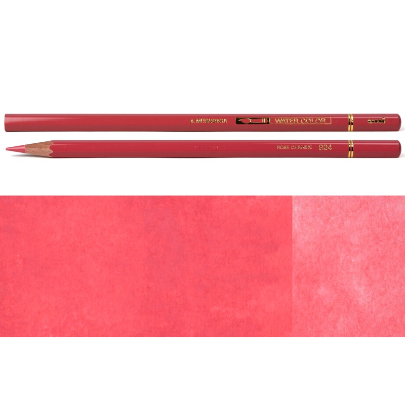 Uni Watercolor Pencils, #824 Rose Carmine