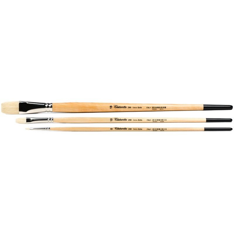 Setola Extra Long-Handled Bristle Brushes, Series 290 (Flat) Flat 2/0
