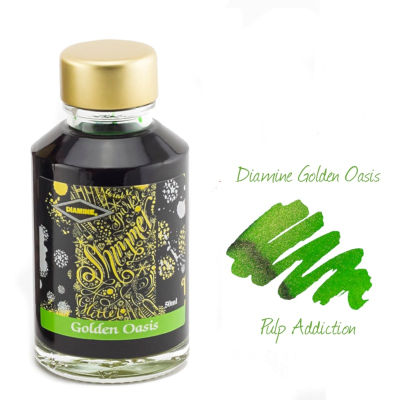 Diamine Shimmer Fountain Pen Ink – Golden Oasis 50ml Bottle