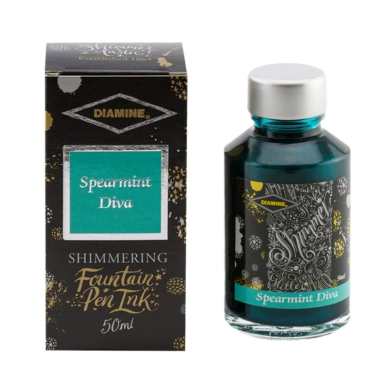 Diamine Shimmer Ink Bottle, Spearmint Diva – 50ml