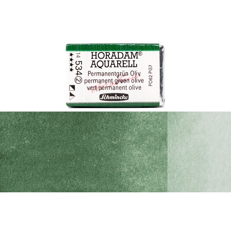 Horadam Watercolor Full Pan, #534 Permanent Green Olive