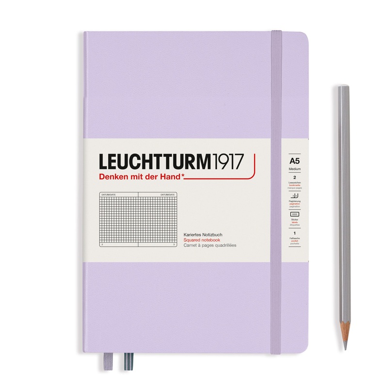 LEUCHTTURM1917 Notebook Hardcover Medium (A5), 251 pages, Squared – Lilac Purple