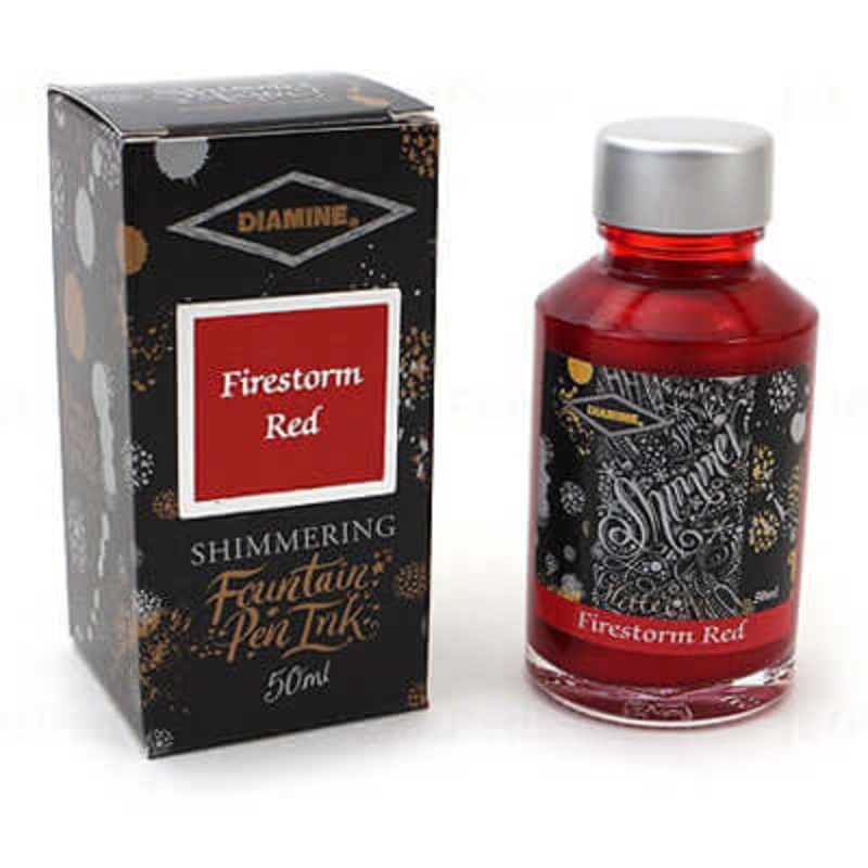 Diamine Shimmer Ink Bottle, Firestorm Red – 50ml