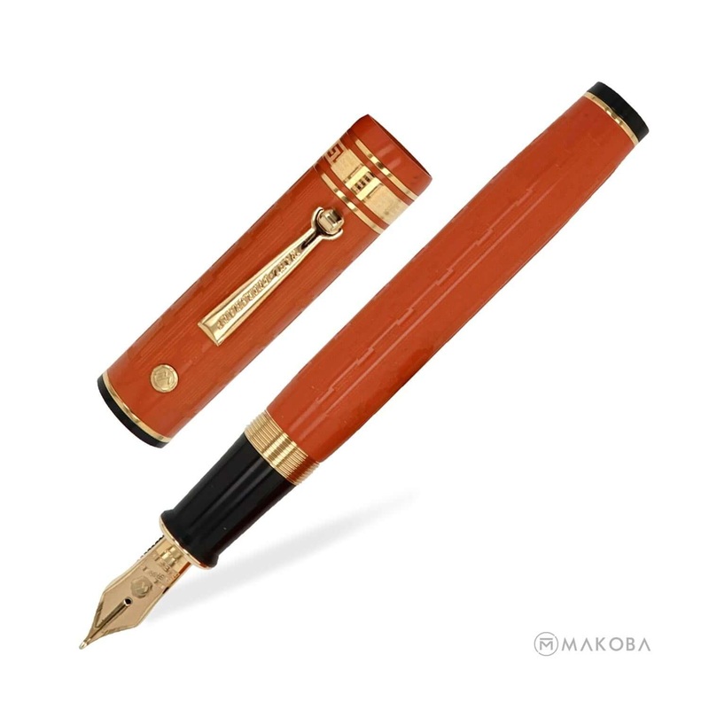 Wahl Eversharp Decoband Oversized Fountain Pen, Gatsby Orange / Gold Trim – 18K Gold Nib Super Flex