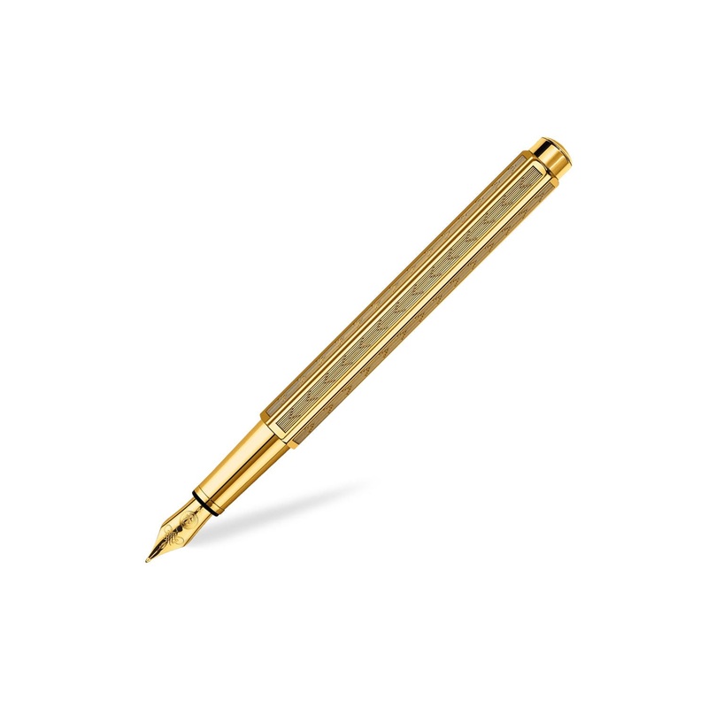 Caran D’ Ache Ecridor Fountain Pen, Cheveron Gold – Steel Nib Medium