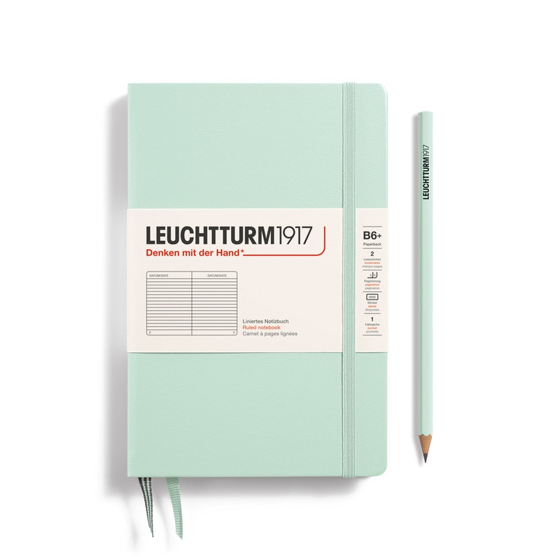LEUCHTTURM1917 Notebook Hardcover Paperback (B6+), Ruled, 219 pages – Mint Green
