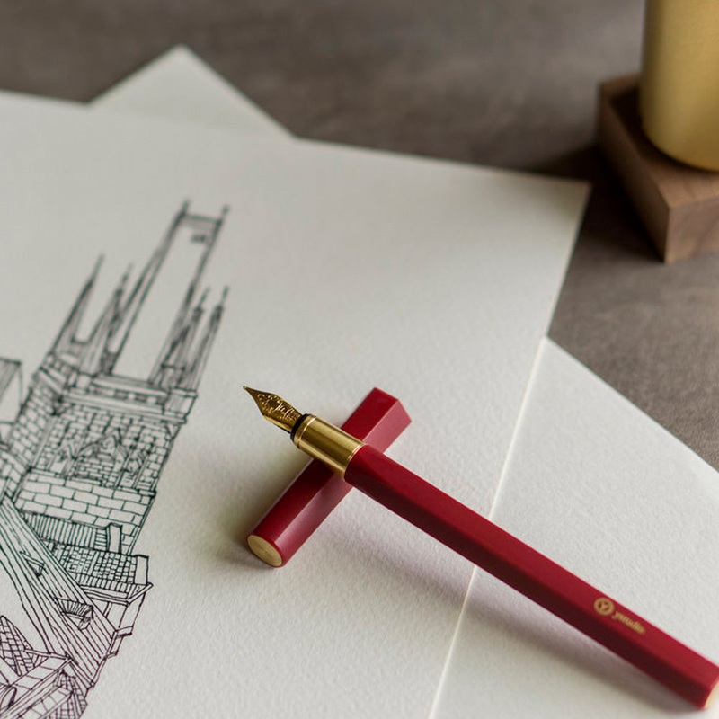 ystudio Resin Fountain Pen, Red – M (Medium nib)