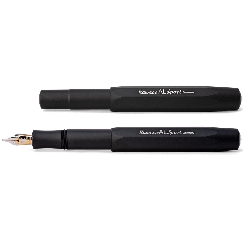 AL Sport Fountain Pen, Matte Black EF (Extra Fine) Kaweco Classic Steel Nib (Chrome Finish)