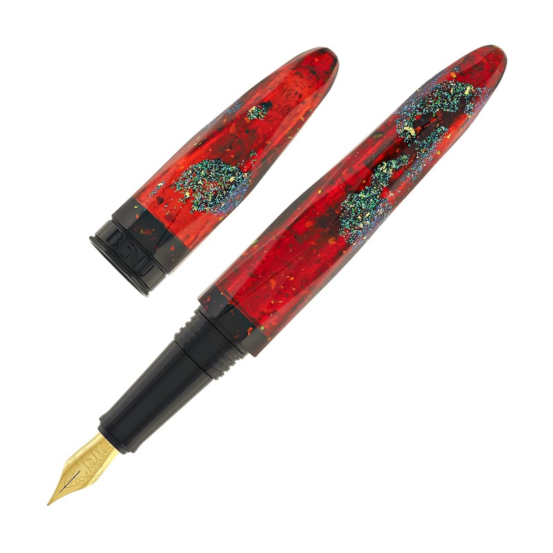 Benu Briolette Fountain Pen in Ruby Forest Medium