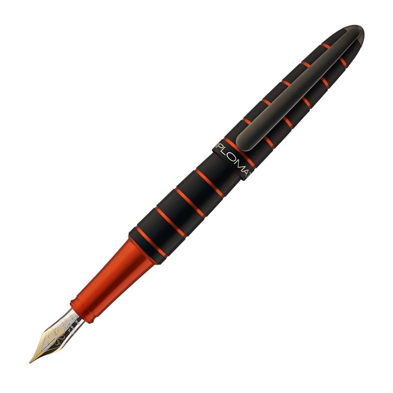 Diplomat Elox Fountain Pen in Ring Black & Orange – 14K Gold Medium