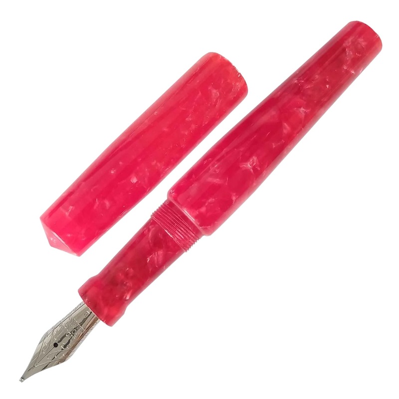Ranga Abhimanyu Premium Acrylic Fountain Pen, Red-On-Red Cracked Ice – Steel Nib Extra Fine