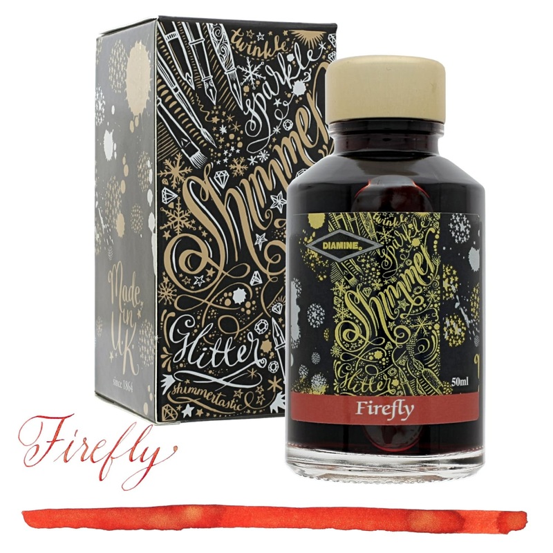 Diamine Shimmer Bottled Ink in Firefly Orange – 50 mL