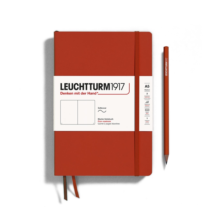 LEUCHTTURM1917 Notebook Softcover Medium (A5), 123 pages, Plain – Fox Red