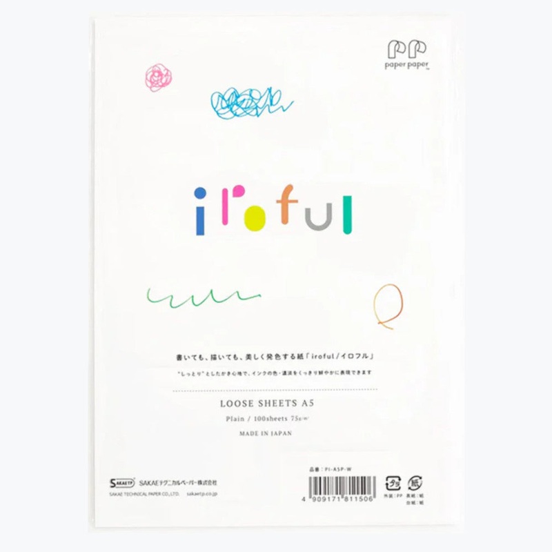 Sakae TP Iroful Loose Sheets, A5, White, 100-sheet, 75gsm, Plain
