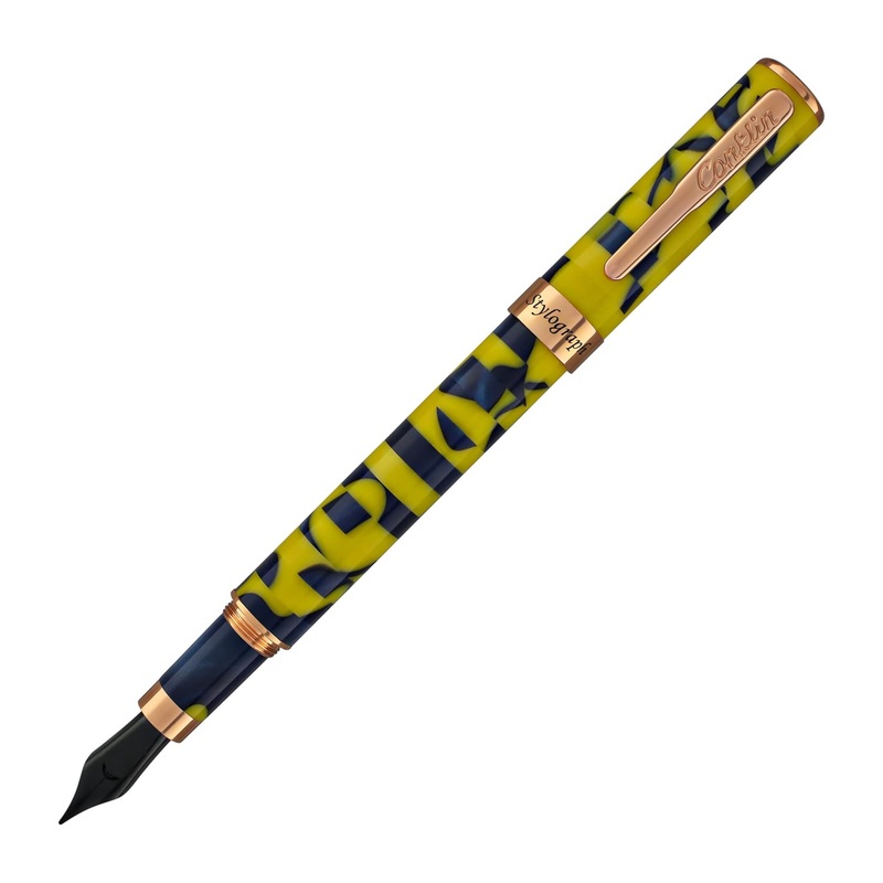 Conklin Stylograph Mosaic Fountain Pen in Yellow/Blue Omniflex