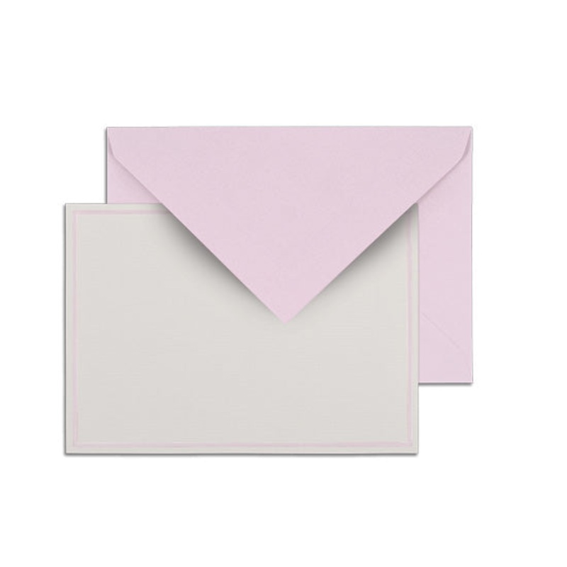 G. Lalo Single Bordered Stationery Set – 4 1/4″ x 6″ – Rose