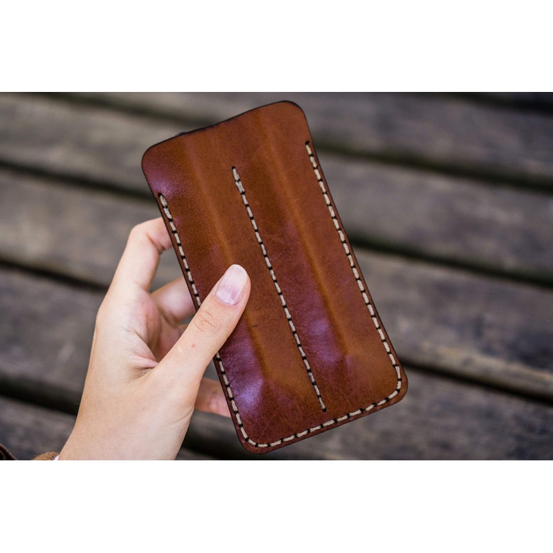 Leather Double Fountain Pen Case / Pen Sleeve – Brown