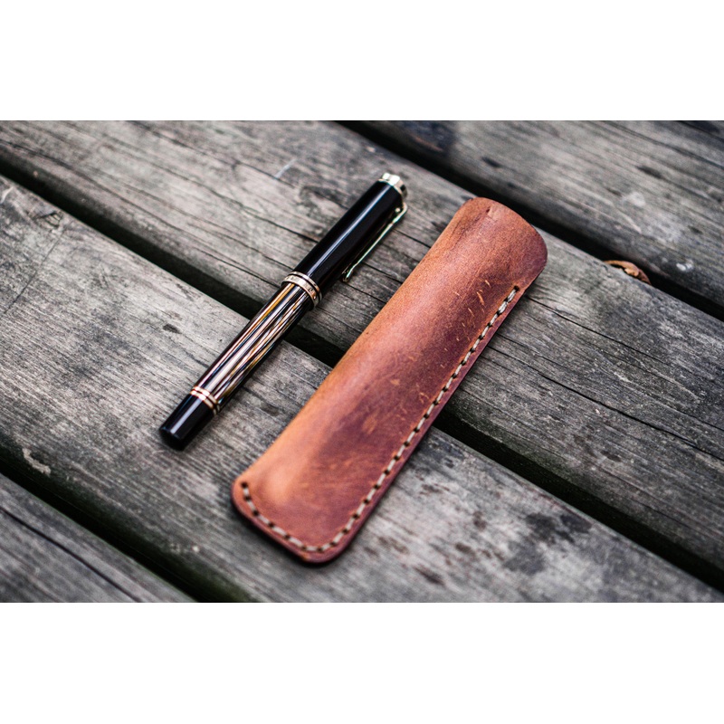 Leather Single Fountain Pen Case / Pen Pouch – Crazy Horse Tan