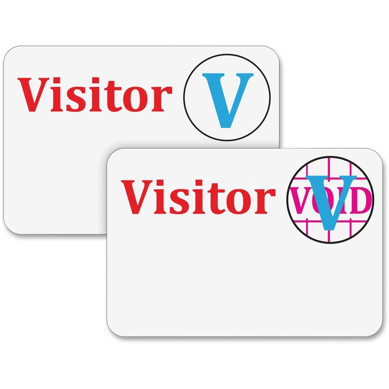 C-Line Time’s Up! Peel & Stick Name Badges – Visitor – 3″ Width x 2″ Length – Rectangle – White – Self-adhesive – 100 / Box