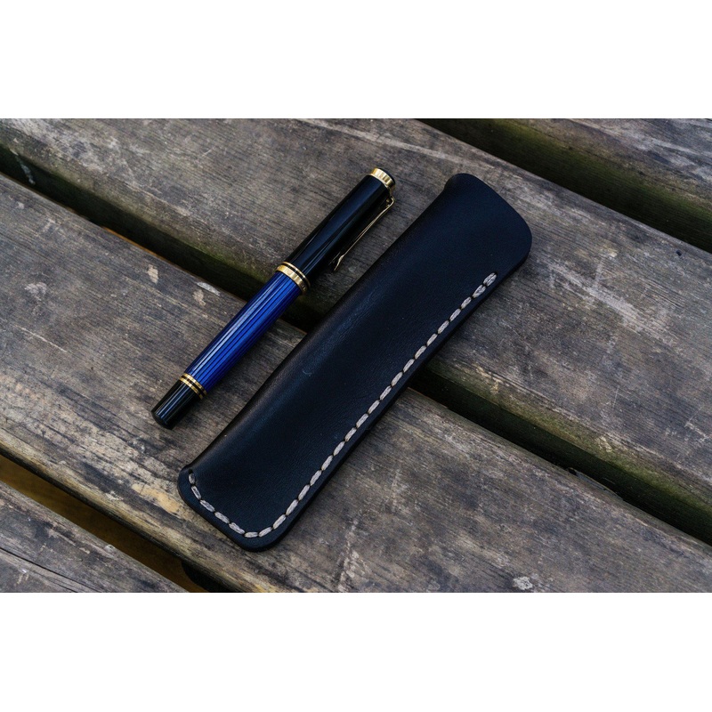 Leather Single Fountain Pen Case / Pen Pouch – Black