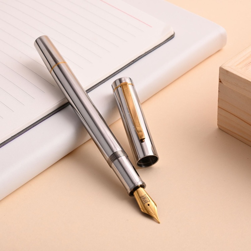 Lotus Piston Fountain Pen – Stainless Steel GT Fine